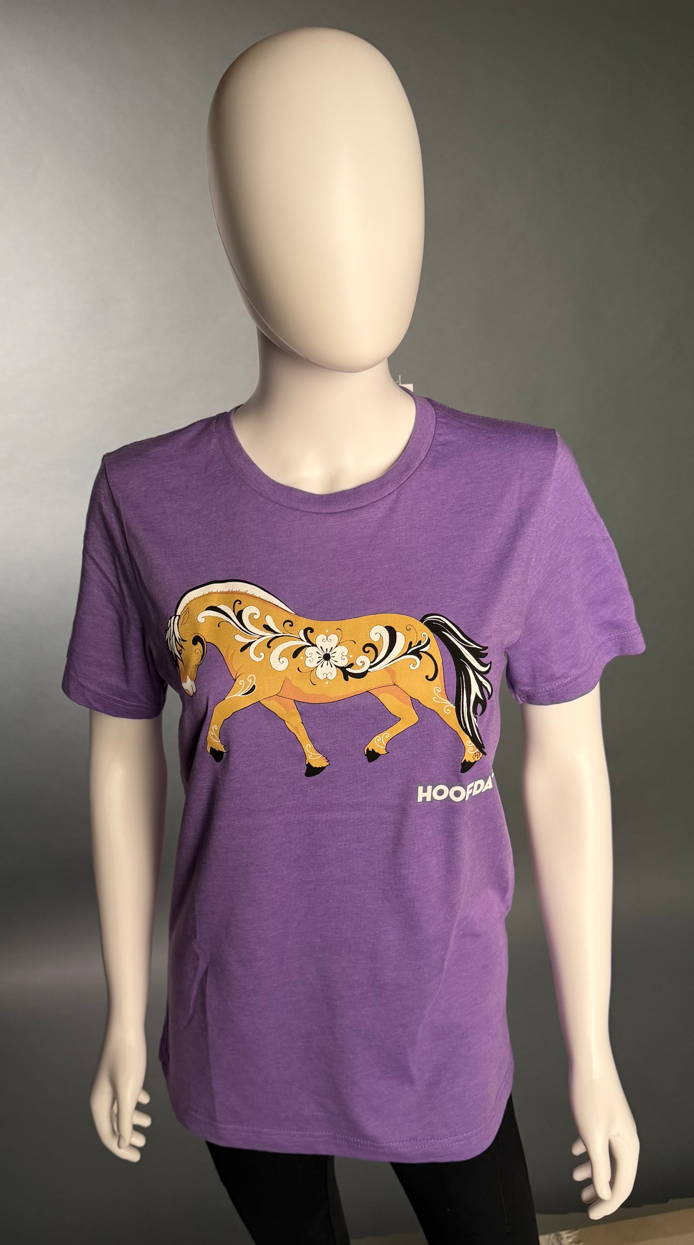 Norwegian Fjord Horse Rosemaling Purple Short Sleeve T-Shirt
