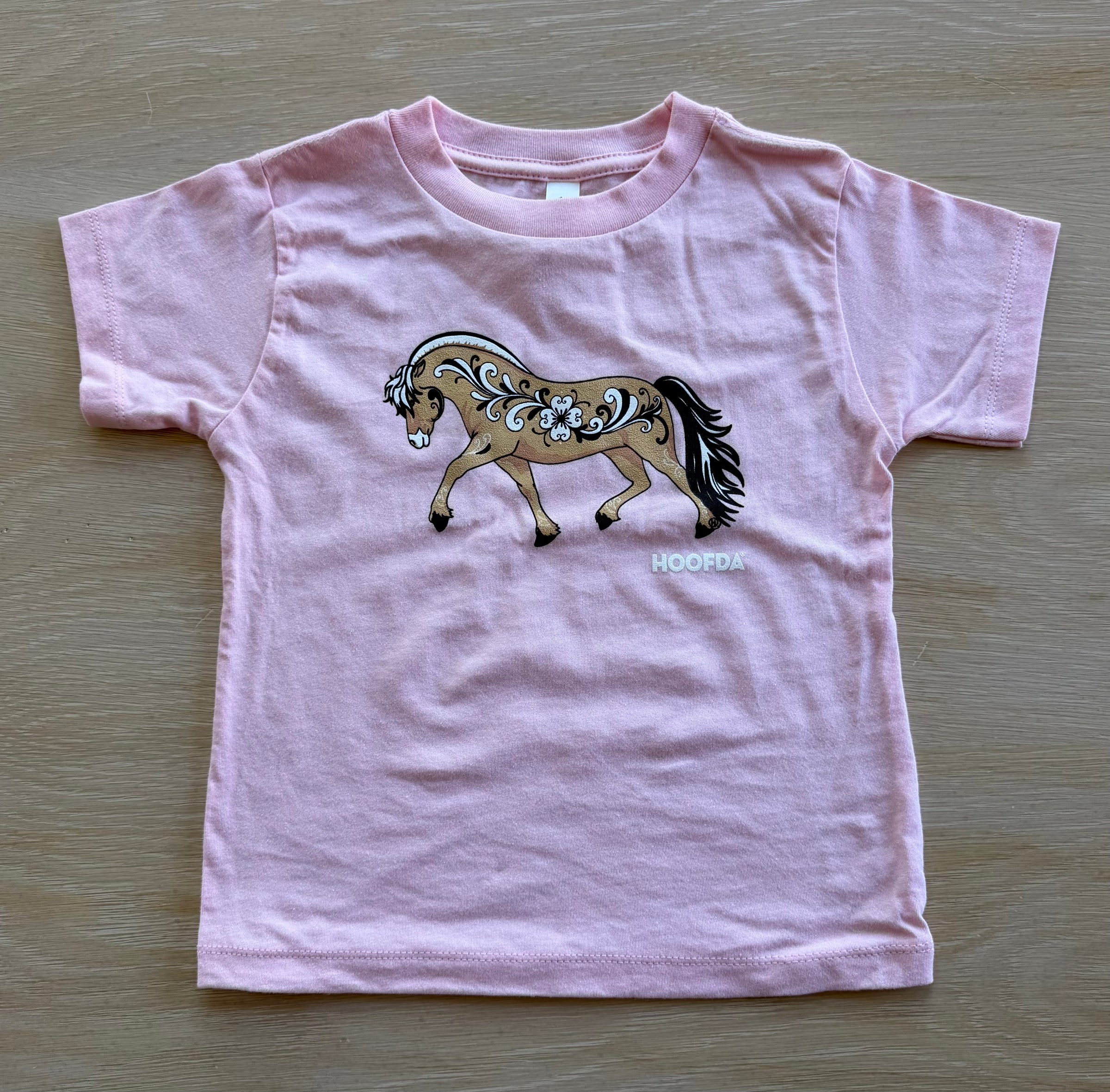 Norwegian Fjord Horse Toddler Rosemaling Pastel Pink