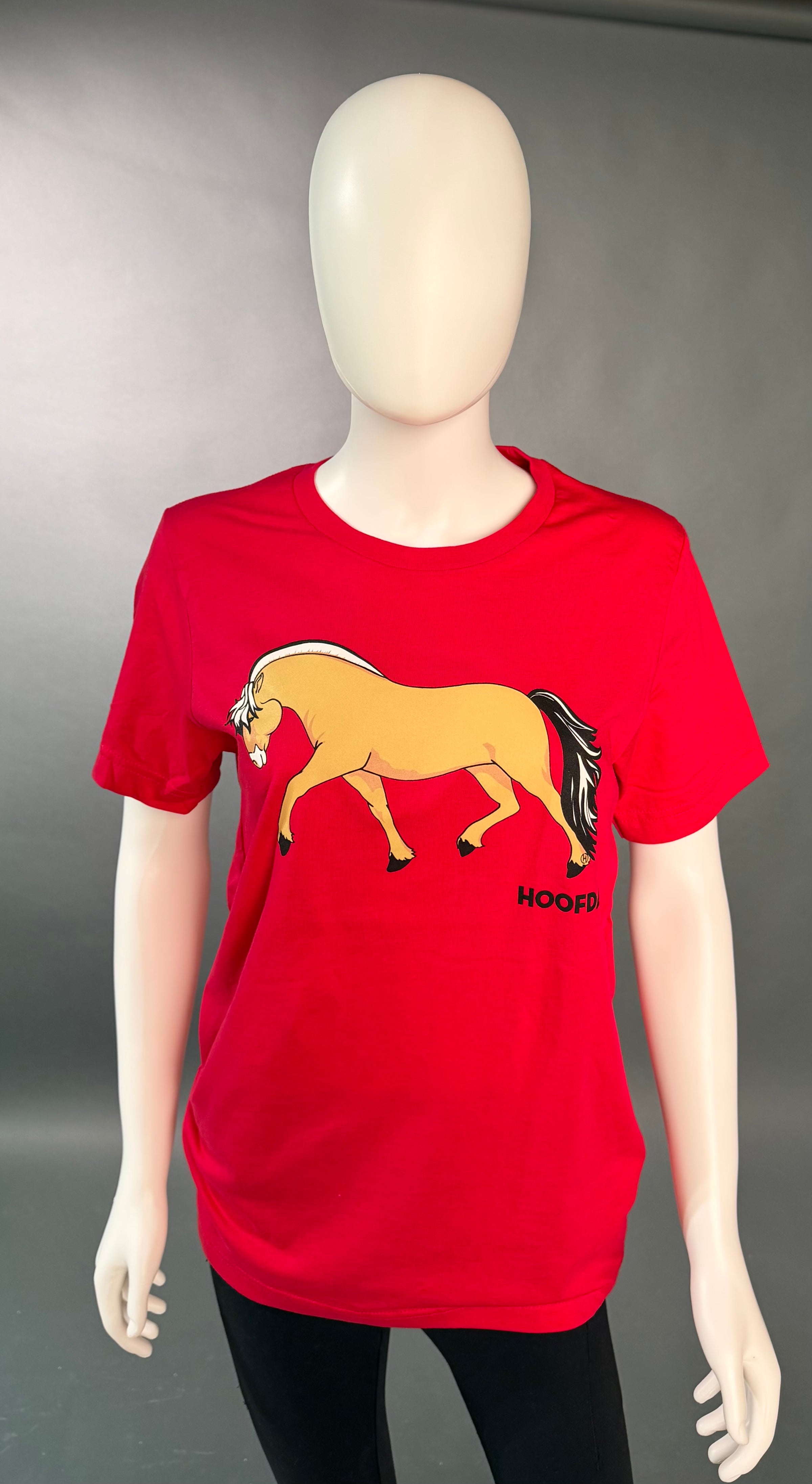 Norwegian Fjord Horse Red Crew Neck T-Shirt