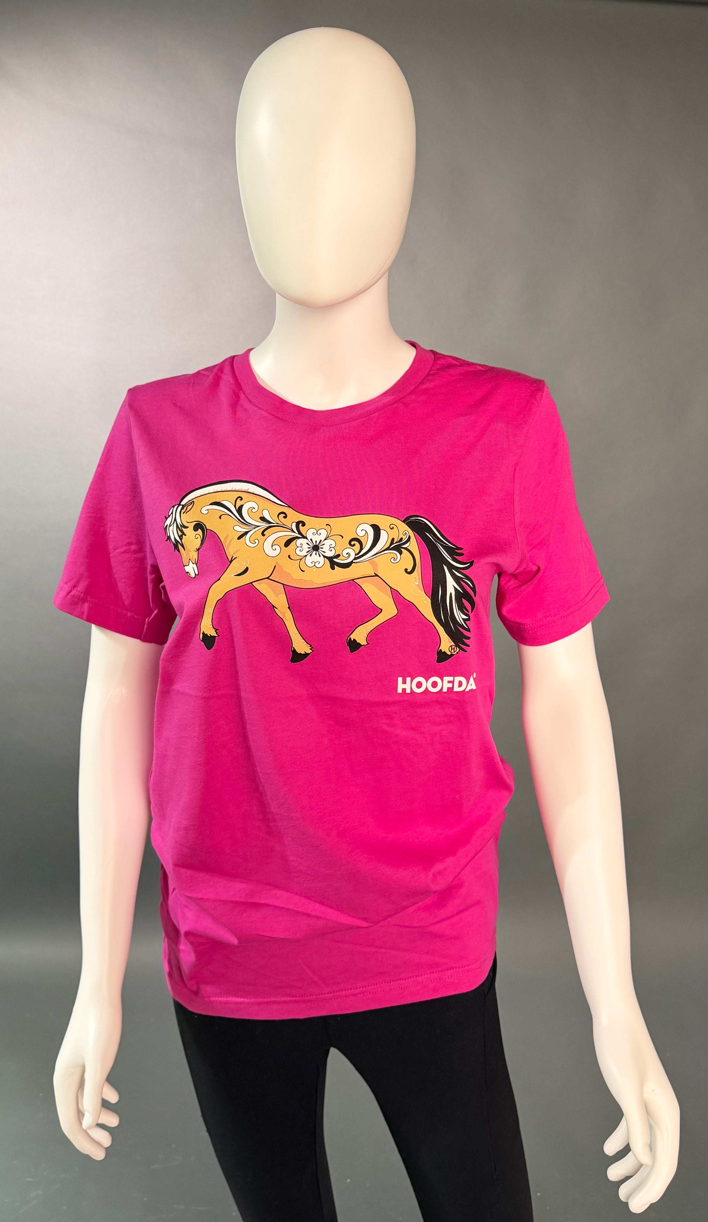 Norwegian Fjord Horse Rosemaling Pink Short Sleeve T-Shirt