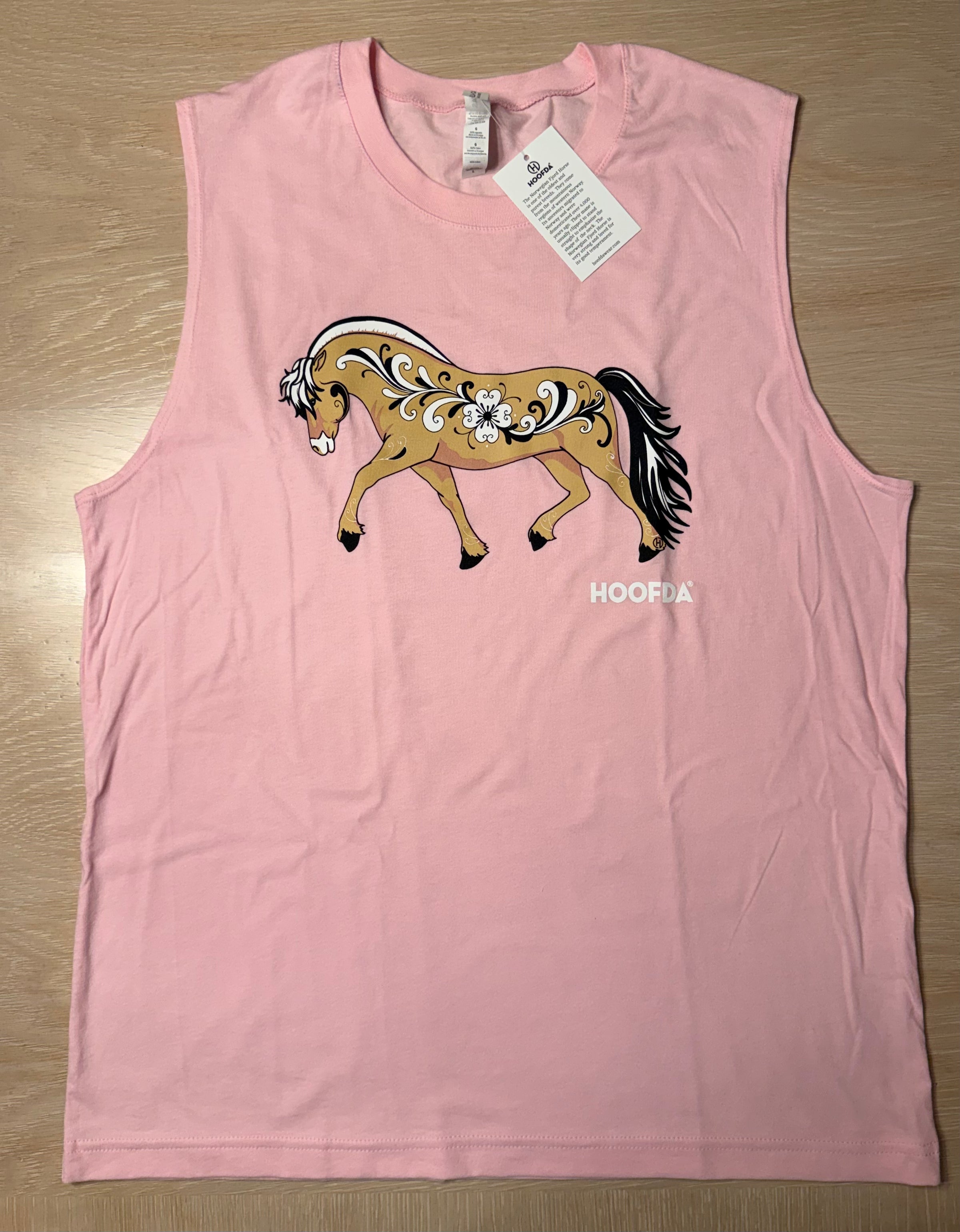 Norwegian Fjord Horse with Rosemaling Unisex Jersey Muscle Tank Pink