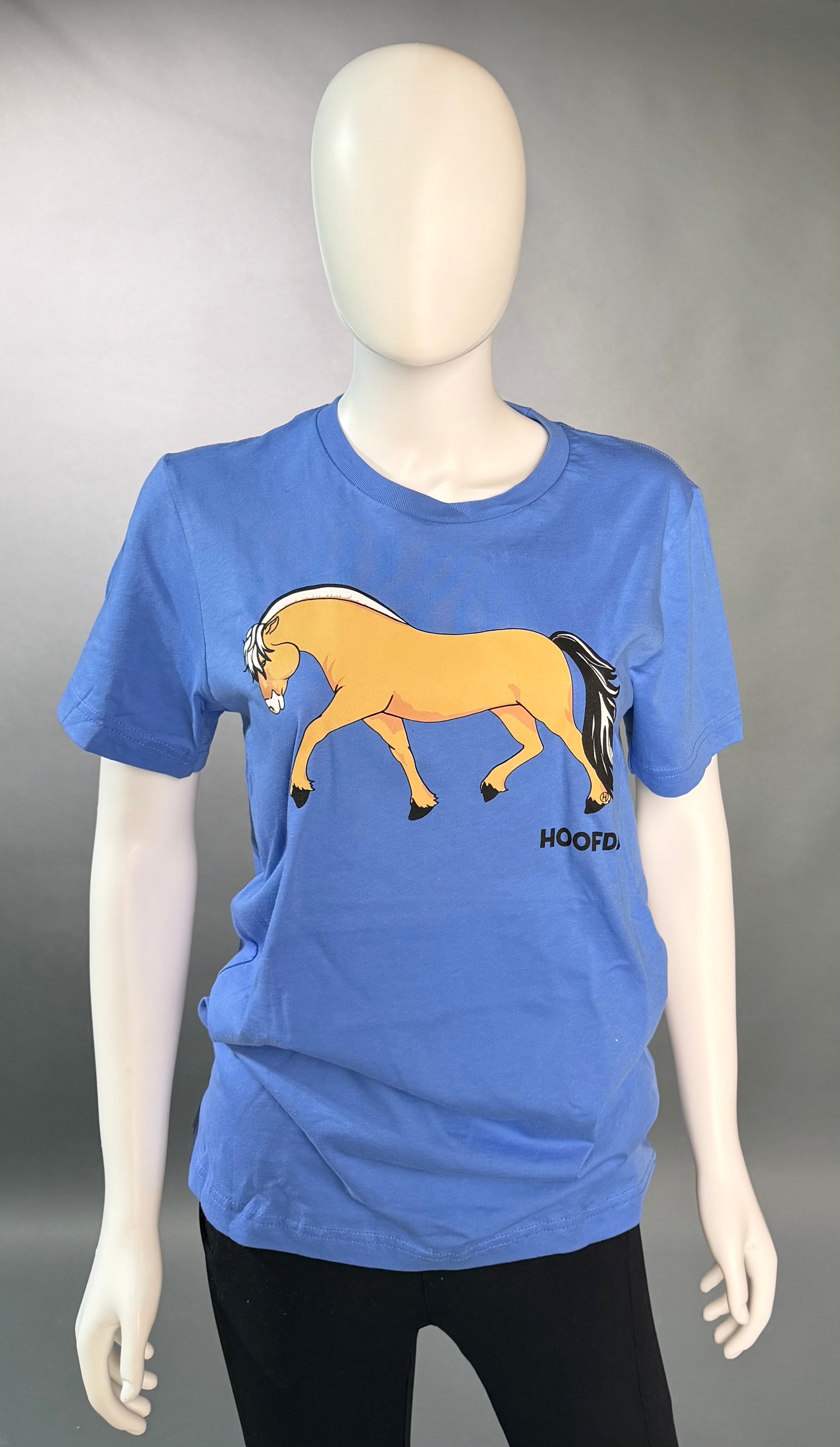 Norwegian Fjord Horse Sky Blue Crew Neck T-Shirt