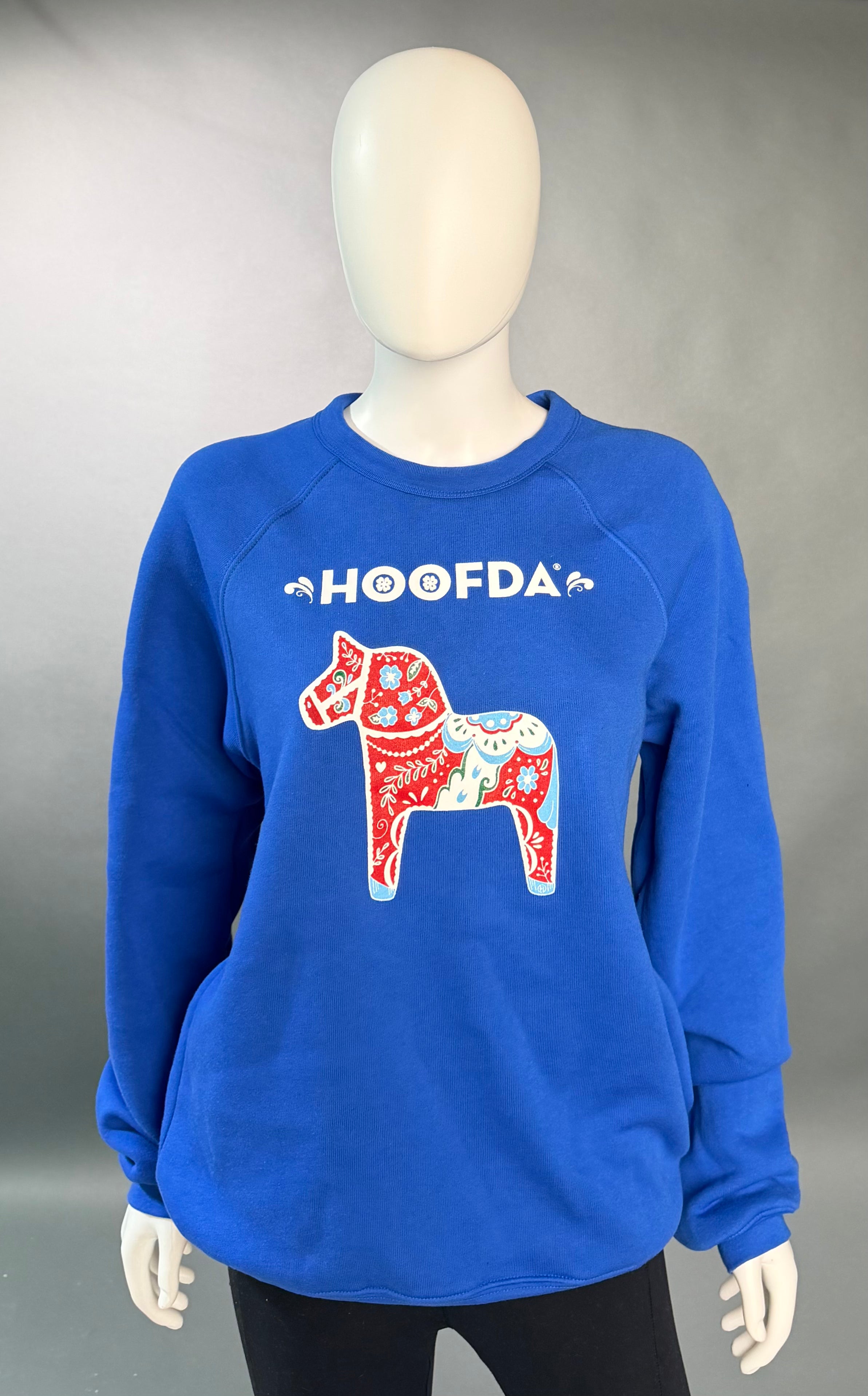 HOOFDA Swedish Artsy Dala Horse Royal Fleece Sweatshirt