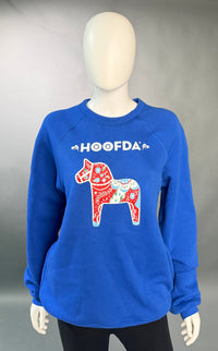 HOOFDA Swedish Artsy Dala Horse Royal Fleece Sweatshirt