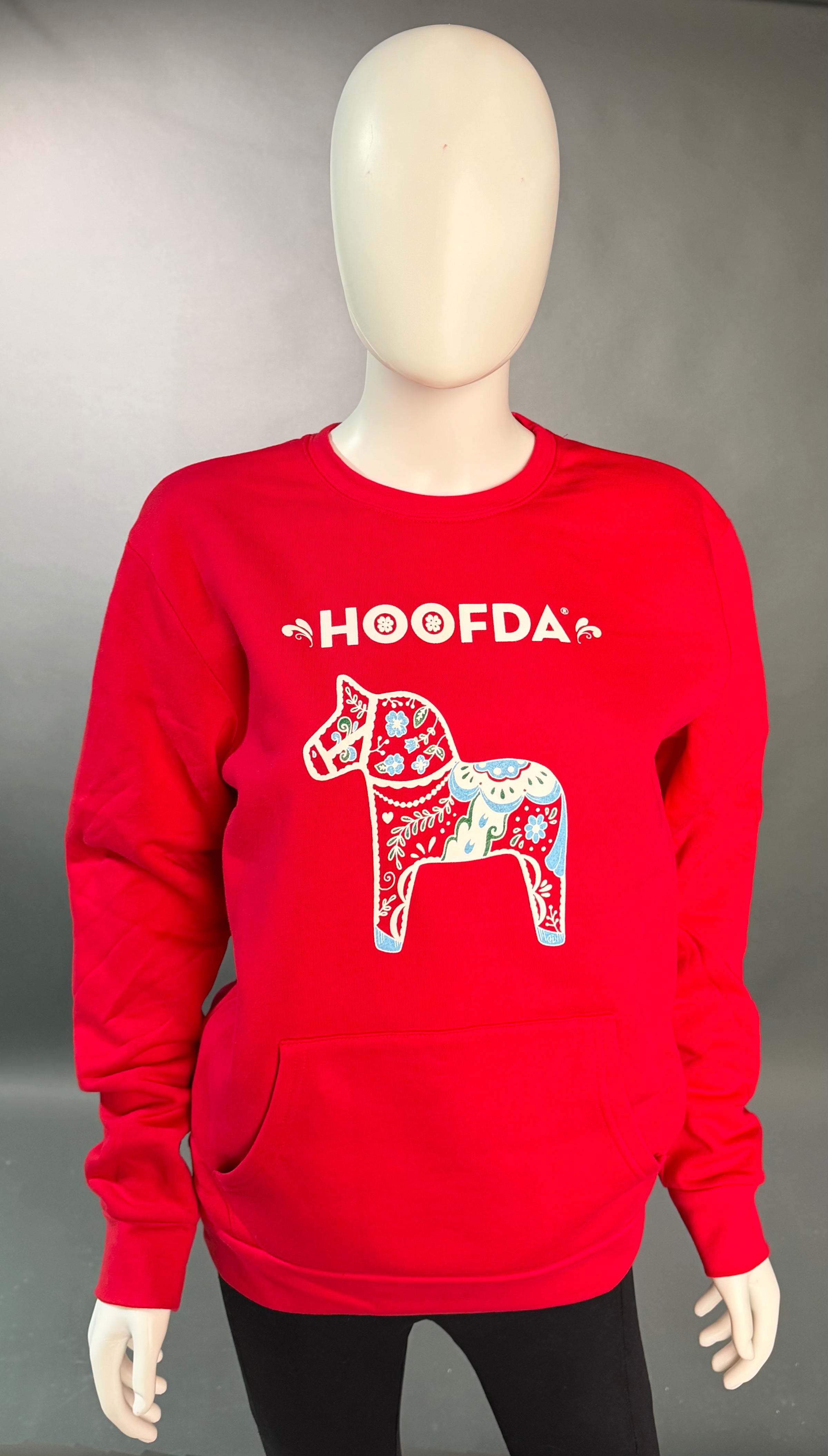 Swedish Arsty Dala Horse front pouch Fleece Sweatshirt