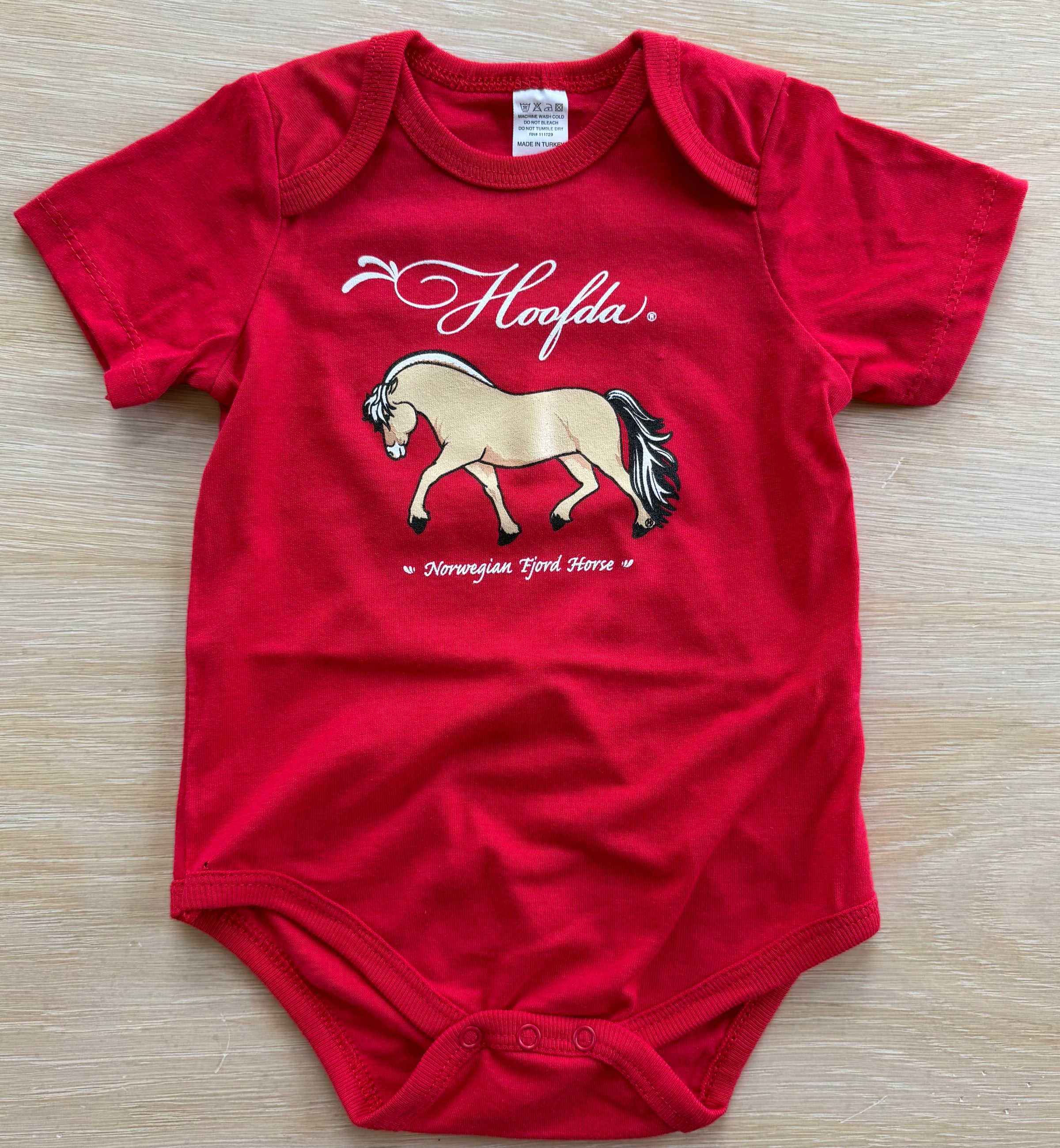 Norwegian Fjord Horse Red Short Sleeve Onesie
