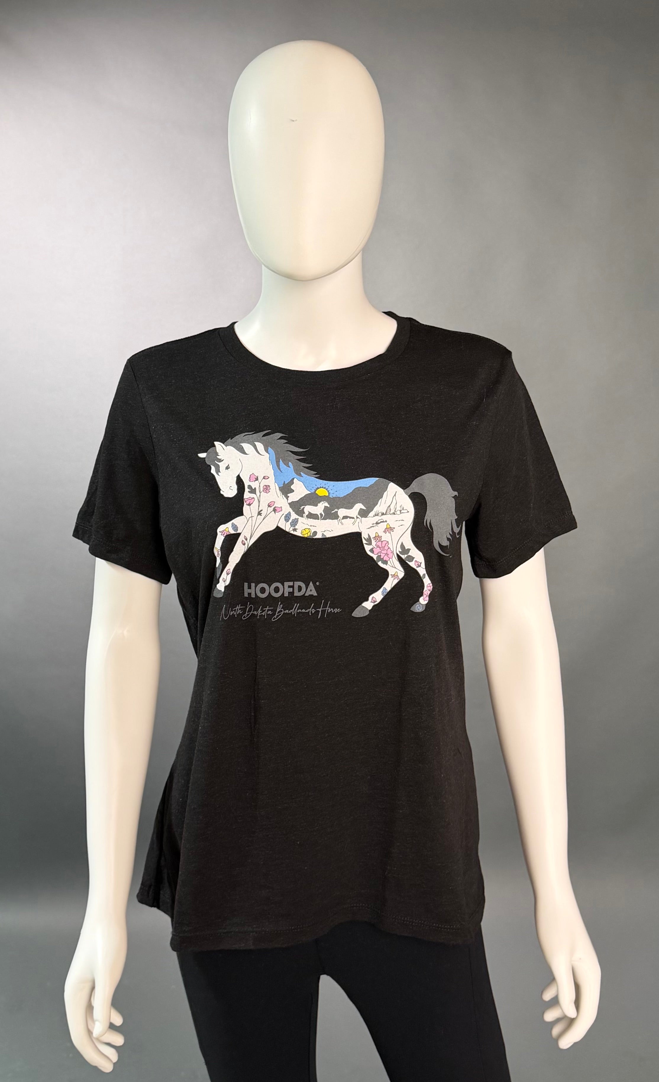 North Dakota Badlands Horse Black Crew T-Shirt