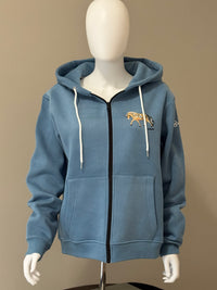 Norwegian Fjord Horse Full Zip Dusty Blue Hoodie Dunn Fjord