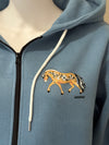Norwegian Fjord Horse Full Zip Dusty Blue Hoodie Dunn Fjord