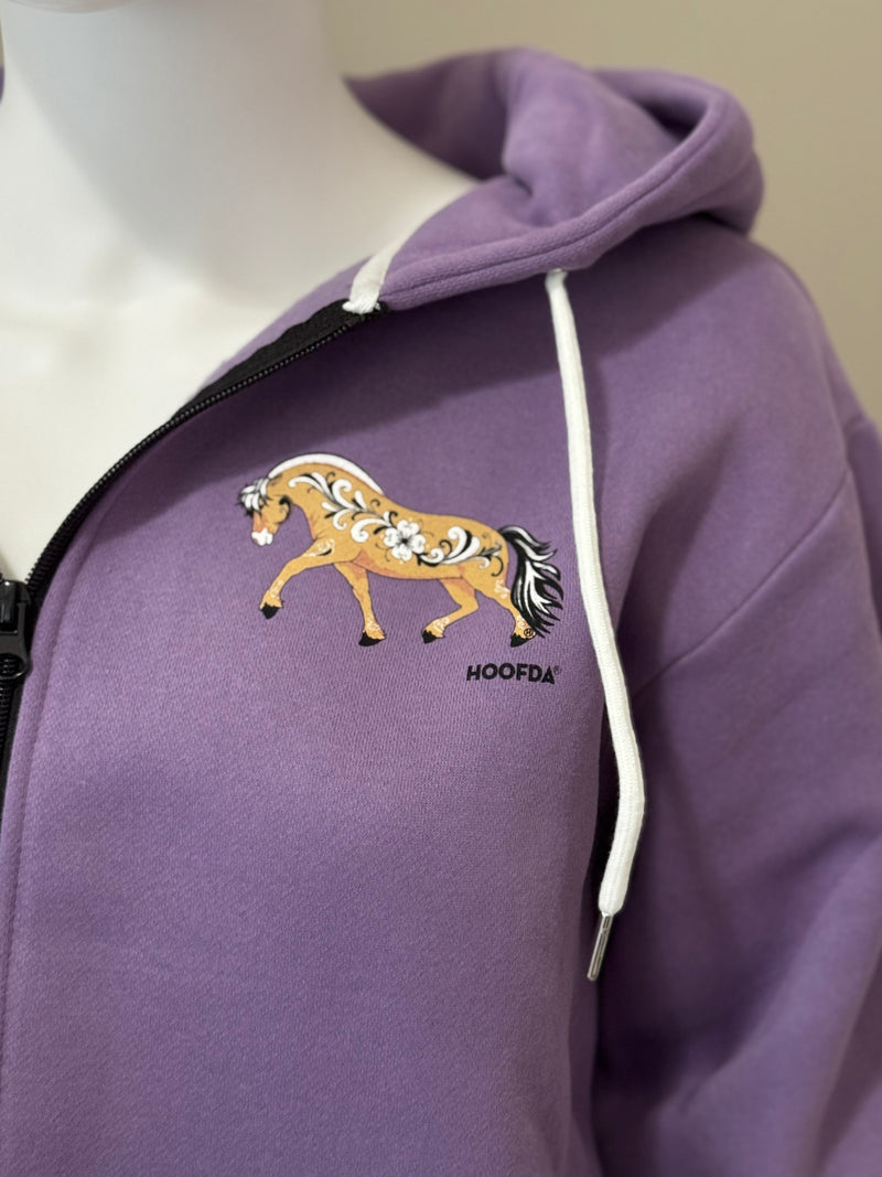 Norwegian Fjord Horse Full Zip Lavender Hoodie Dunn Fjord