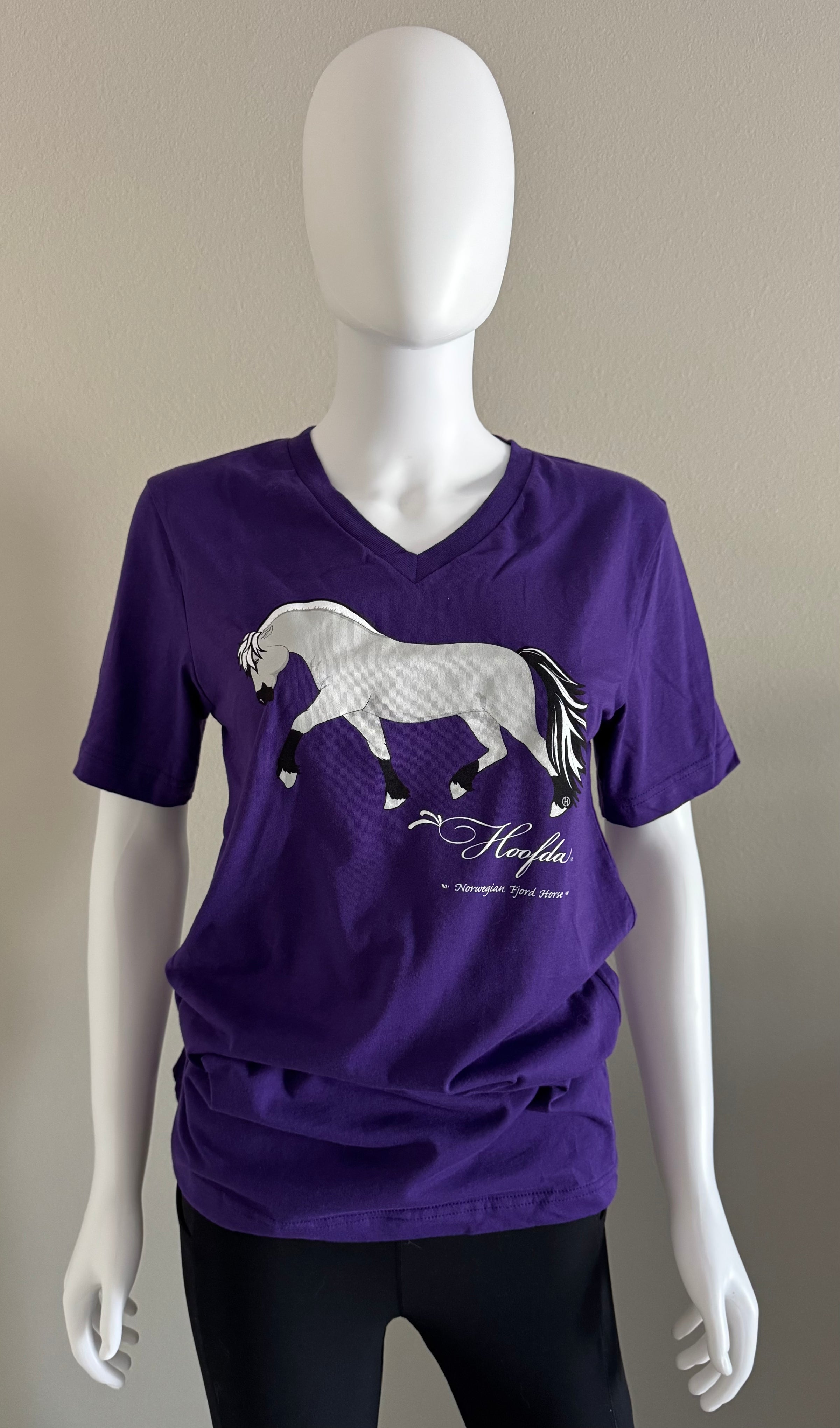 Norwegian "Grey" Fjord Horse V-neck Tee Purple