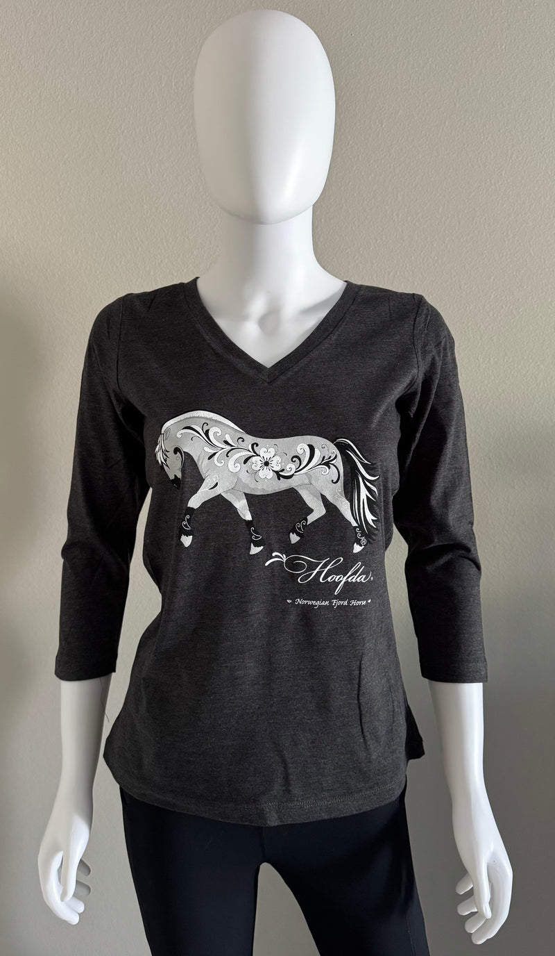 Norwegian "Grey" Fjord Horse 3/4 Sleeve T-Shirt