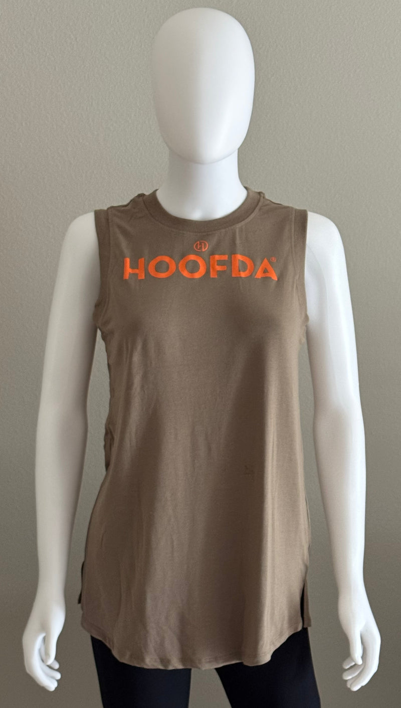 HOOFDA Notched Sleeveless tan tank