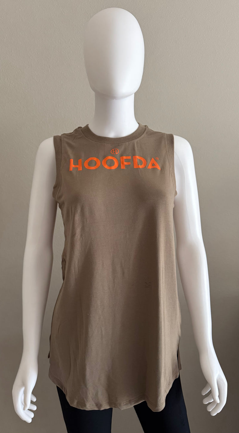 HOOFDA Notched Sleeveless tan tank