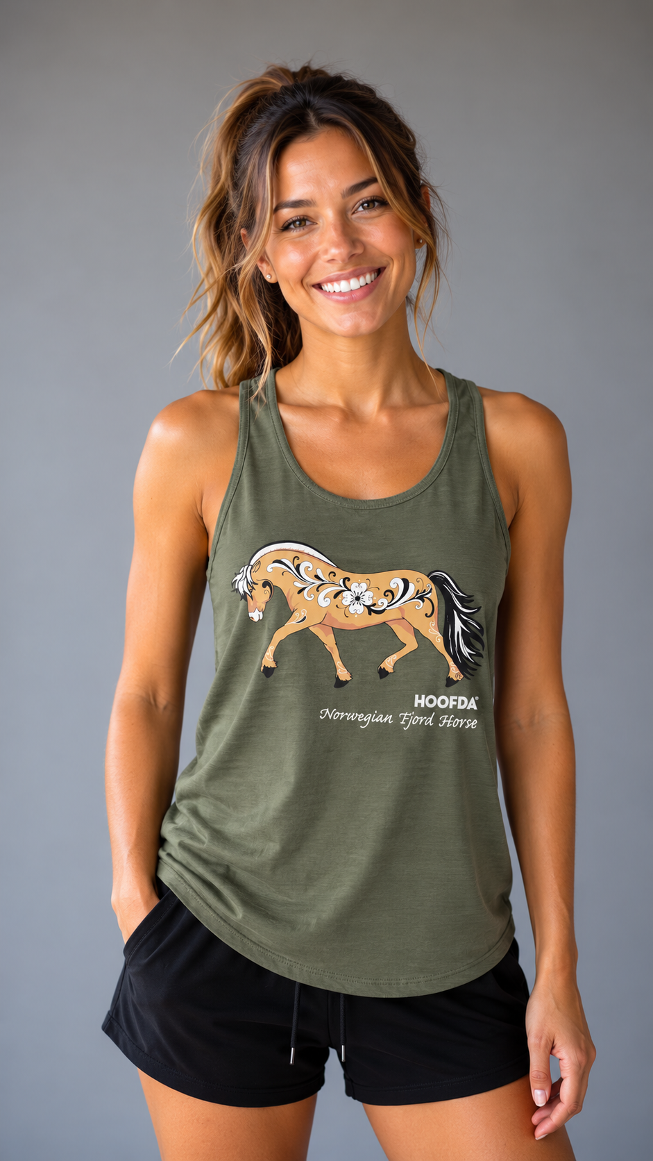 Norwegian Fjord Flowy Army Green Tank