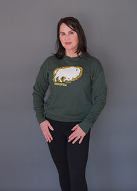 Bison Floral ND Fleece Green Sweatshirt